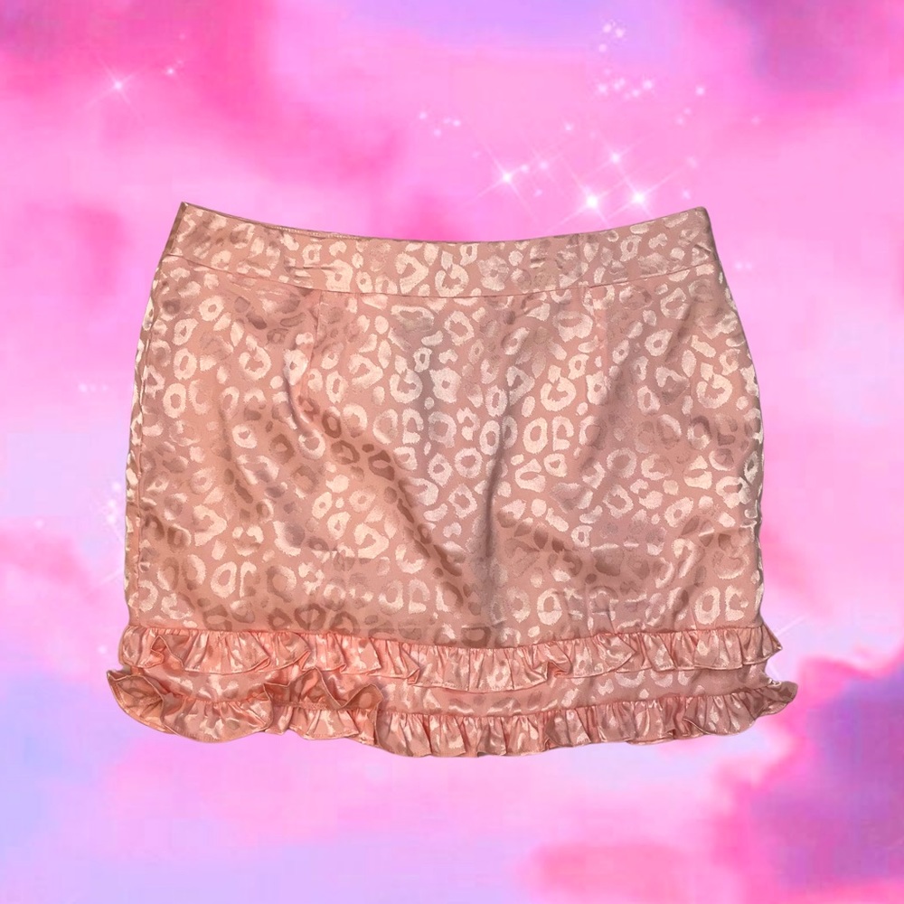 Pink Silky Cheetah Print Mini Skirt
